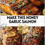 Juicy grilled salmon fillet glazed with honey garlic sauce served with fresh herbs and lemon slices. 2026